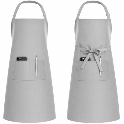2 Pack Adjustable Bib Chef Aprons with 2 Pockets – Stylish Aprons – Ideal for Cooking, Kitchen, BBQ, Gardening, Restaurant & Coffee Shop