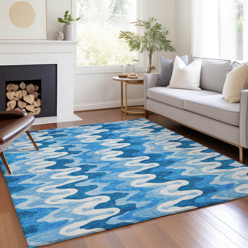 Washable Abstract Indoor / Outdoor Rug, Rectangle 3' x 5'