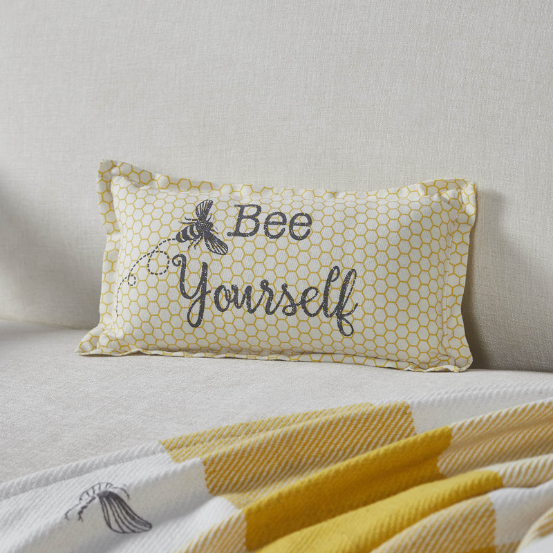 Buzzy Bees Geometric Cotton Reversible Throw Pillow