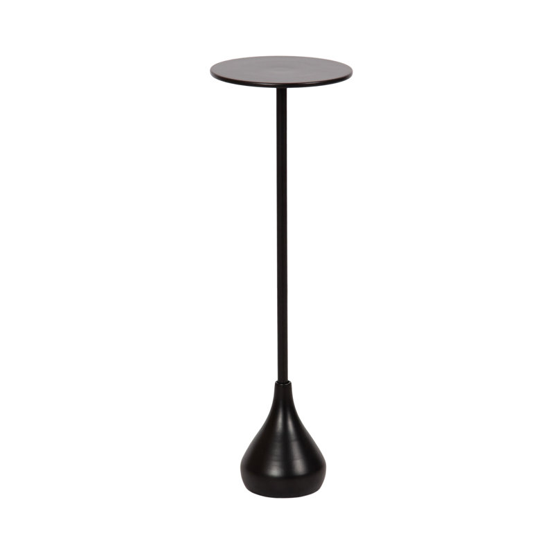 Modern Round Metal Drink Table, Black