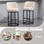 Ensemble de 2 tabourets de bar à hauteur de comptoir, conception de baril moderne avec dossier confortable et revêtement en tissu de lin pour îlot de cuisine-186758798