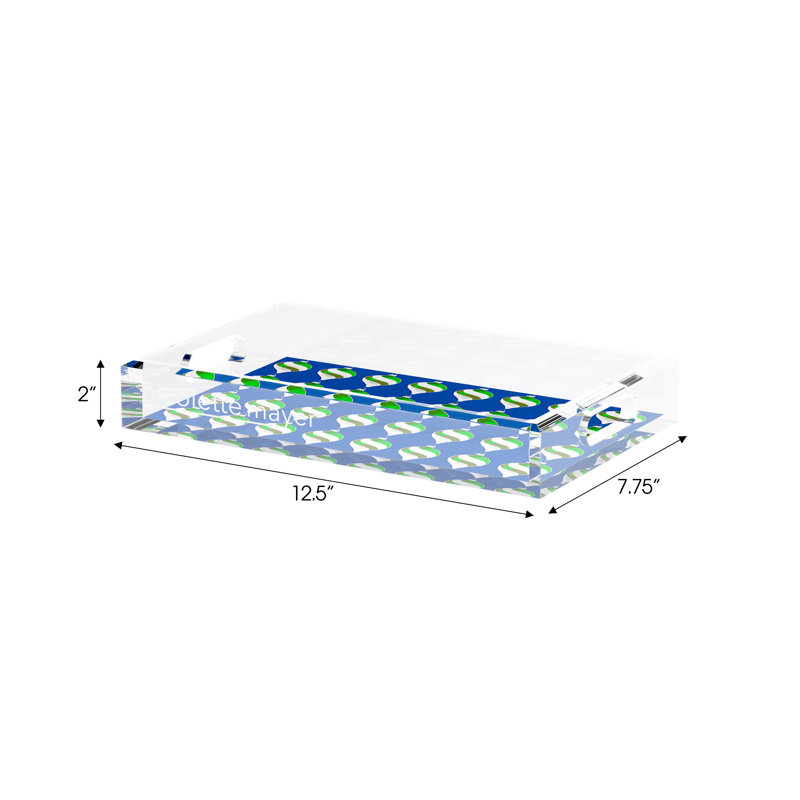 Plateau décoratif rectangulaire en acrylique bleu pour décorations de Noël, L 12,5 po x P 7,75 po x H 2 po
