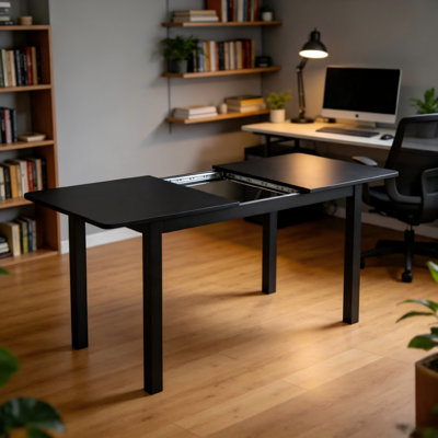 Table de salle à manger extensible 59 po en bois, table polyvalente moderne pouvant accueillir 4 à 8 personnes, idéale pour les salles à manger, les cuisines, les bureaux à domicile et les espaces de vie compacts, finition noire