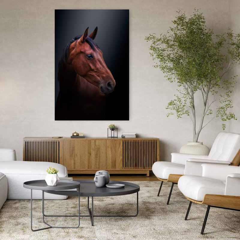 «Noble Bay Horse Portrait», art contemporain contemporain, 48" H x 32" W