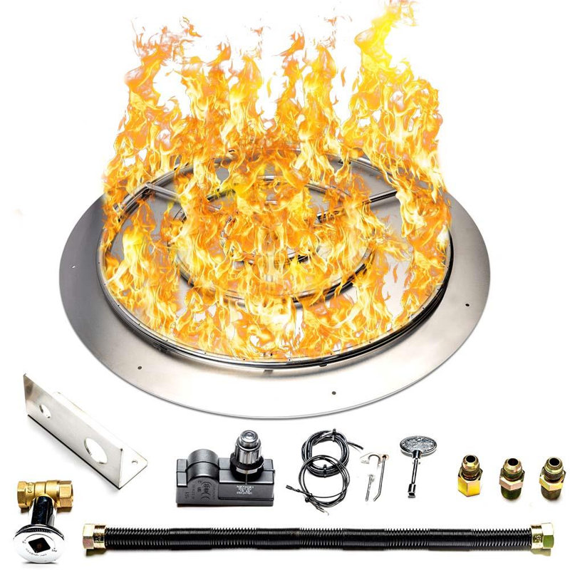 Ensemble de casseroles et d'anneaux de brûleur de foyer haute capacité 250 000 BTU avec allumage par étincelles HAUTE CAPACITÉ
