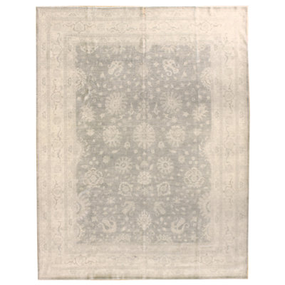 Wool Oriental Area Rug in Gray/Taupe/Ivory
