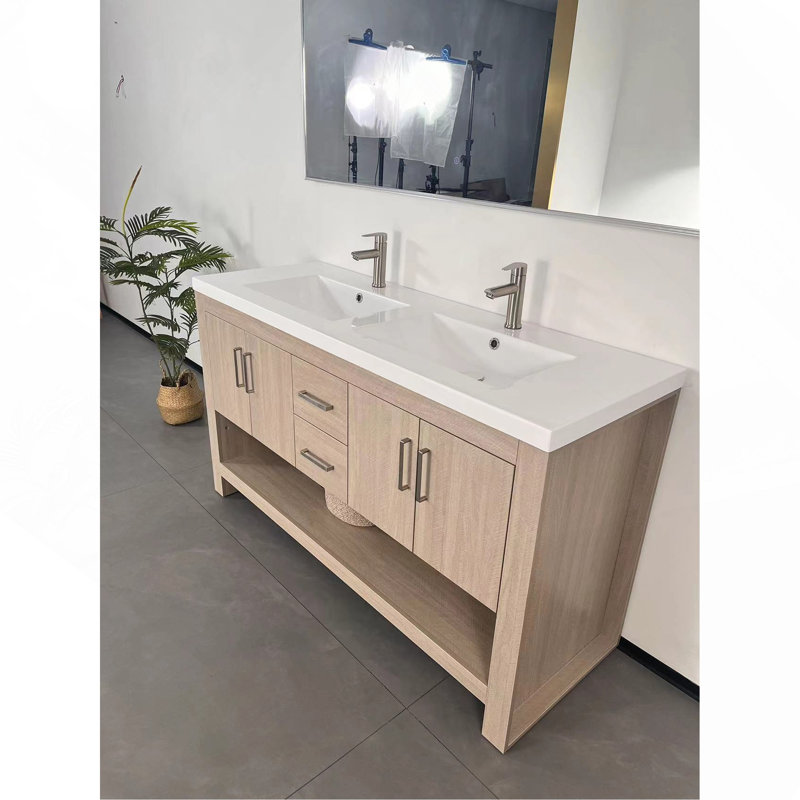 Lavabo de salle de bain 60 "sans armoire, avec cuve blanche une pièce