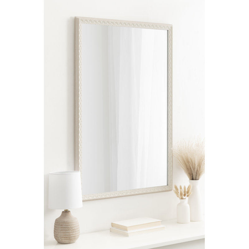 Bedell Ornate Rectangle Framed Wall Mirror, 36" x 24", Soft White