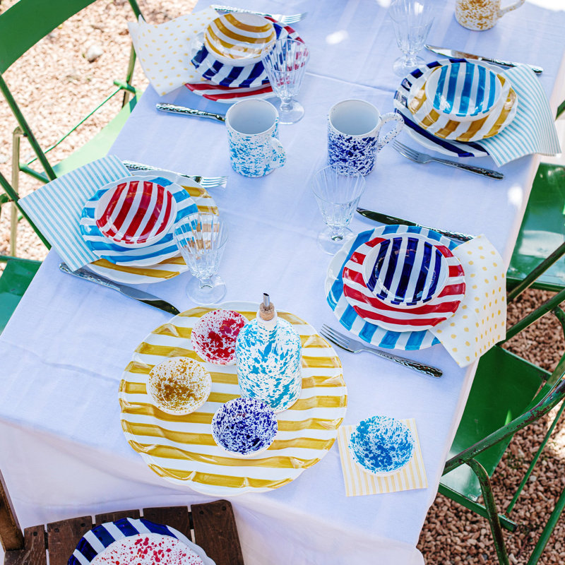 Cobalt and White Hand-Painted Ceramic Dipping Bowl