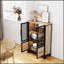Élégante armoire de rangement avec 4 portes en fer et tablette réglable, structure en métal robuste pour une organisation polyvalente dans le salon ou la cuisine.-1198770876