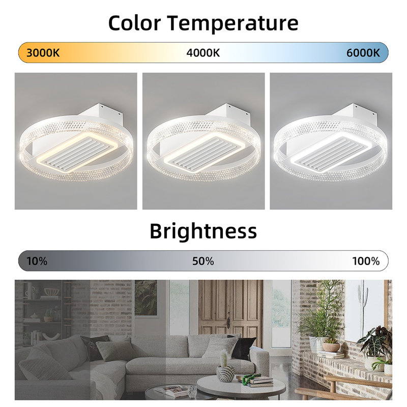 Ventilateur de plafond moderne sans feuille de 20 pouces avec moteur réversible amovible et lavable à télécommande