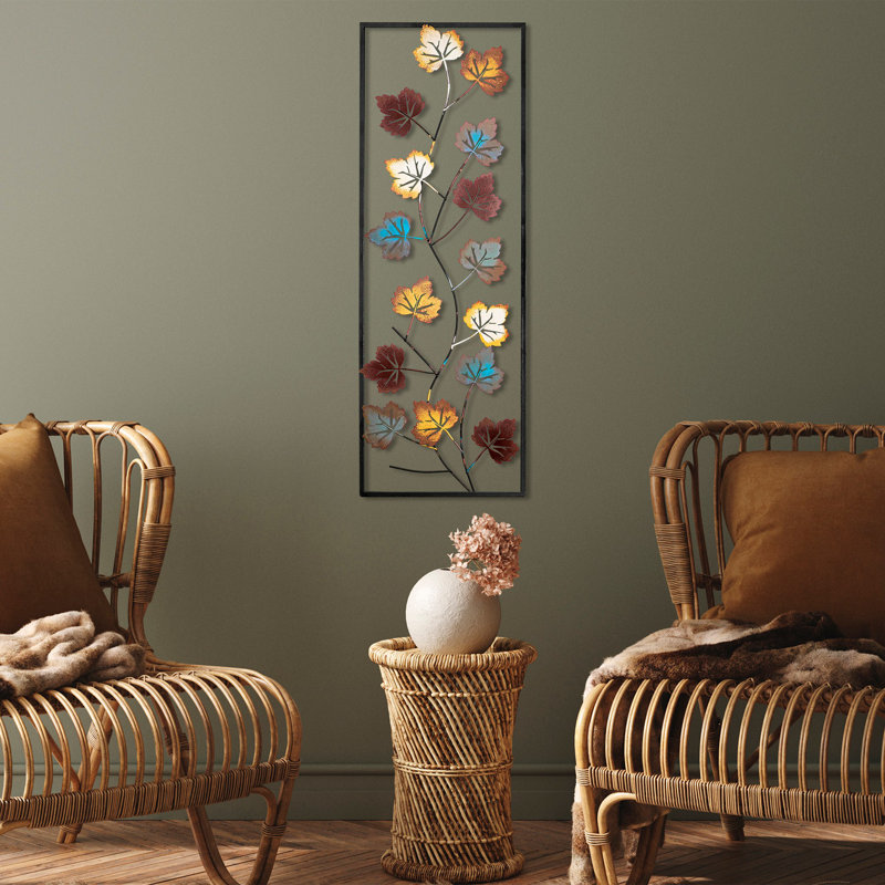 Handmade Decorative Metal Wall Accessory, 12.6 x 35.4 inches | 100% Metal, Thickness: 0.06 inches | Unique Hand-Painted Design, Perfect for Home Decor | Versatile Wall Hanging with Distinctive Color Variations