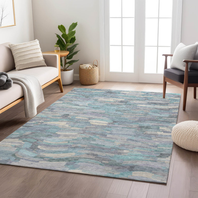 Machine Washable Indoor/Outdoor Huseby ACN2266 Stripes Rug, Rectangle 9' x 12'