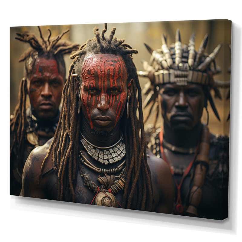 Chavonne tribus d'Afrique Kalenjin Warriors - art mural tribal africain, H 34 po x l 44 po x P 1,5 po, Toile tendue