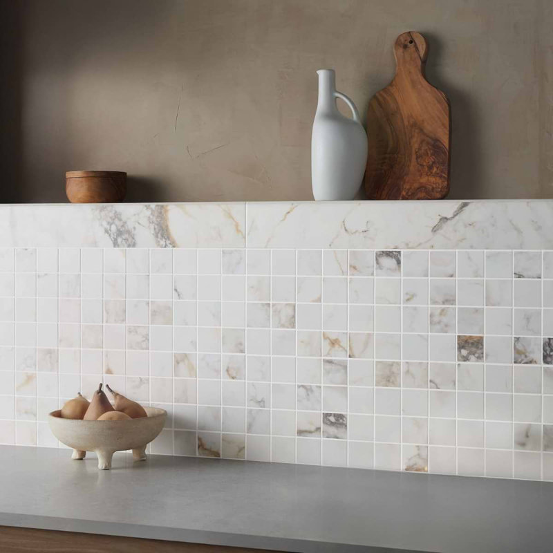 Calacatta Macchia 4X24 Marble Look Matte Porcelain Bullnose Wall Tile