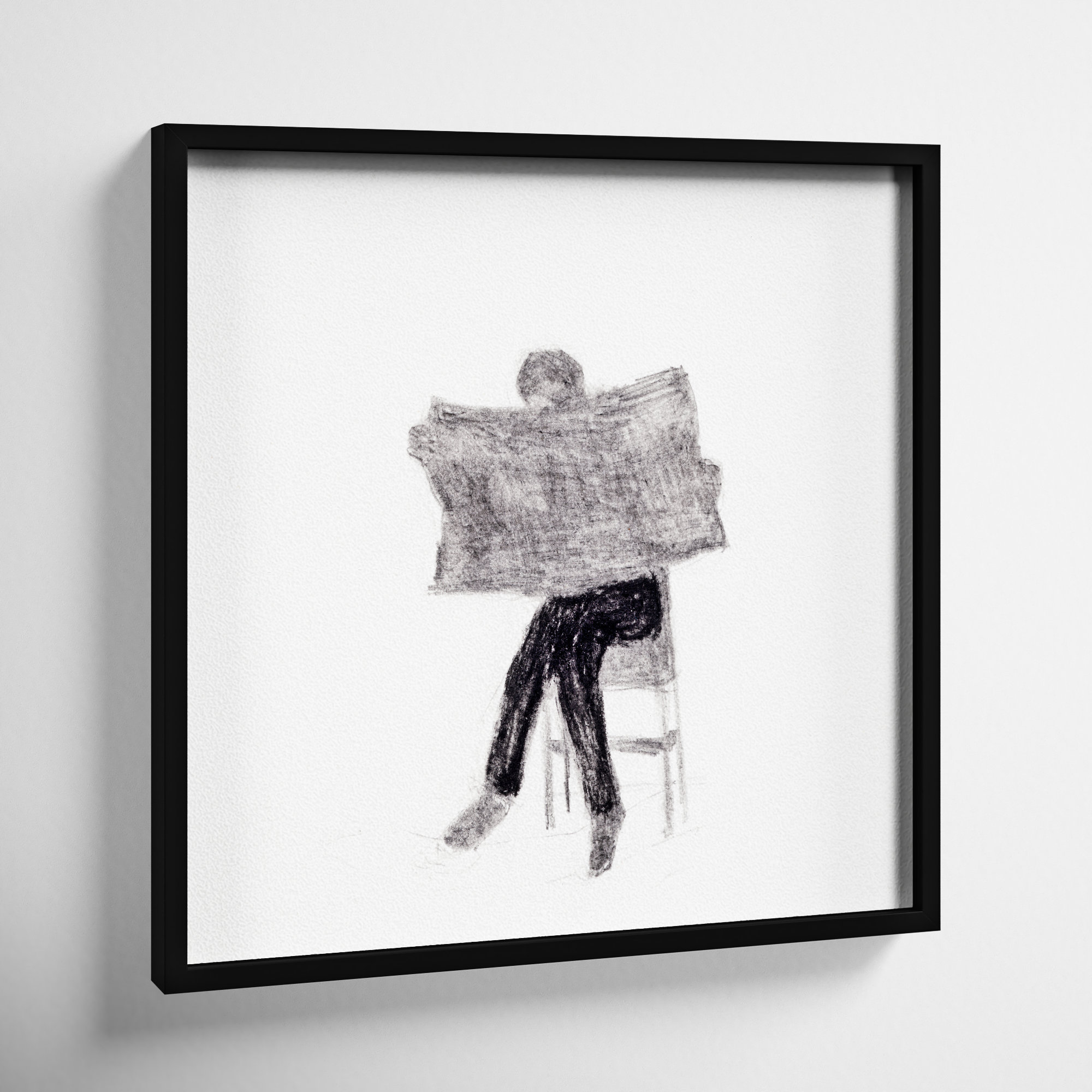 I Read The News Today by Simon Schneiderman, 16" H x 16" W, Black