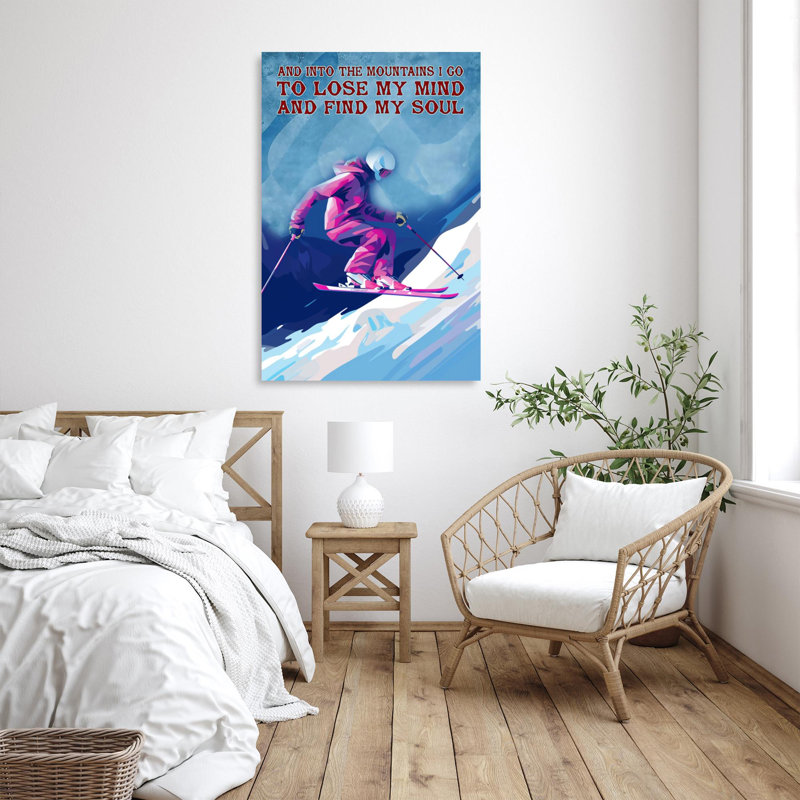 «Skiing And Into The Mountains» sur toile, H 20 po x l 16 po x P 1,25 po
