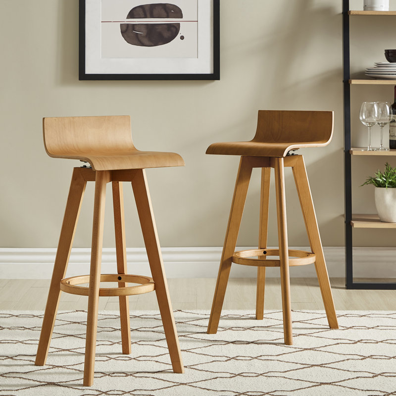 Tabouret de bar et de comptoir pivotant Dery, Tabouret de bar (siège d'une hauteur de 29 po), Naturel