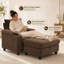 Fauteuil lounge moderne de style Mid-Century de 147 cm avec repose-pieds, fauteuil de lecture inclinable à 160°-104472258