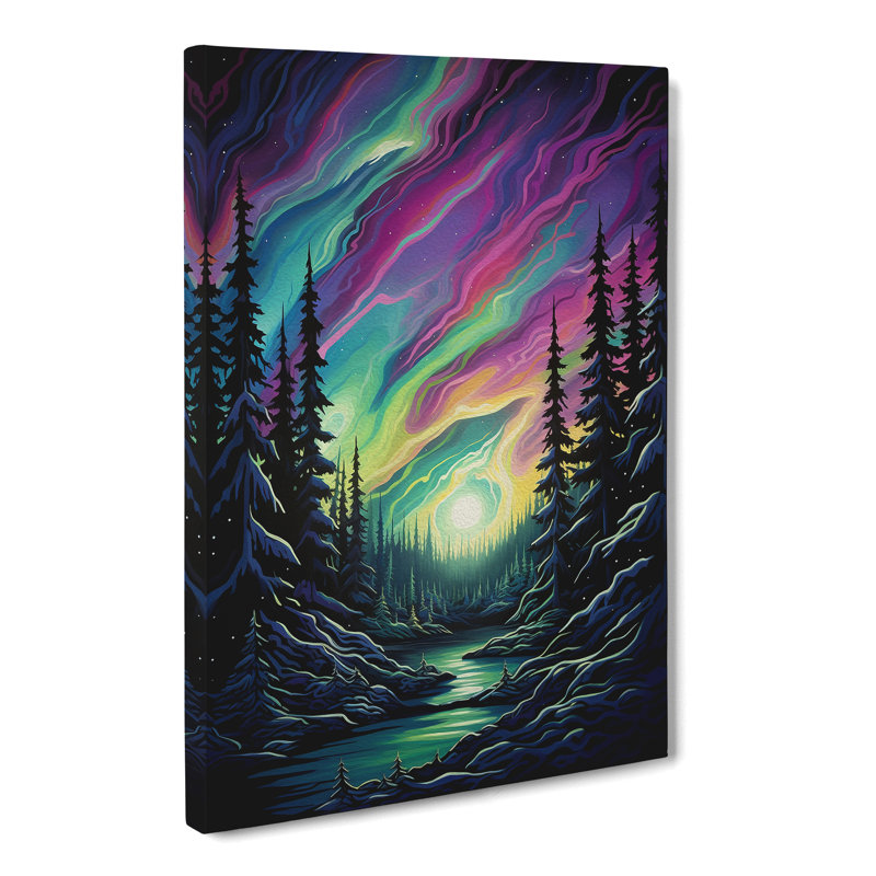 Northern Lights Hard Edge Painting - Wrapped Canvas, 76cm H x 50cm W x 3cm D