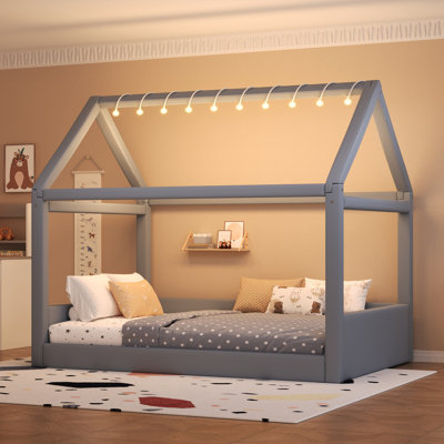 Upholstered House Daybed With Led Light Strips