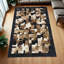 Tapis moderne en cuir de vache patchwork moderne, tapis en cuir véritable fait à la main-1456407697