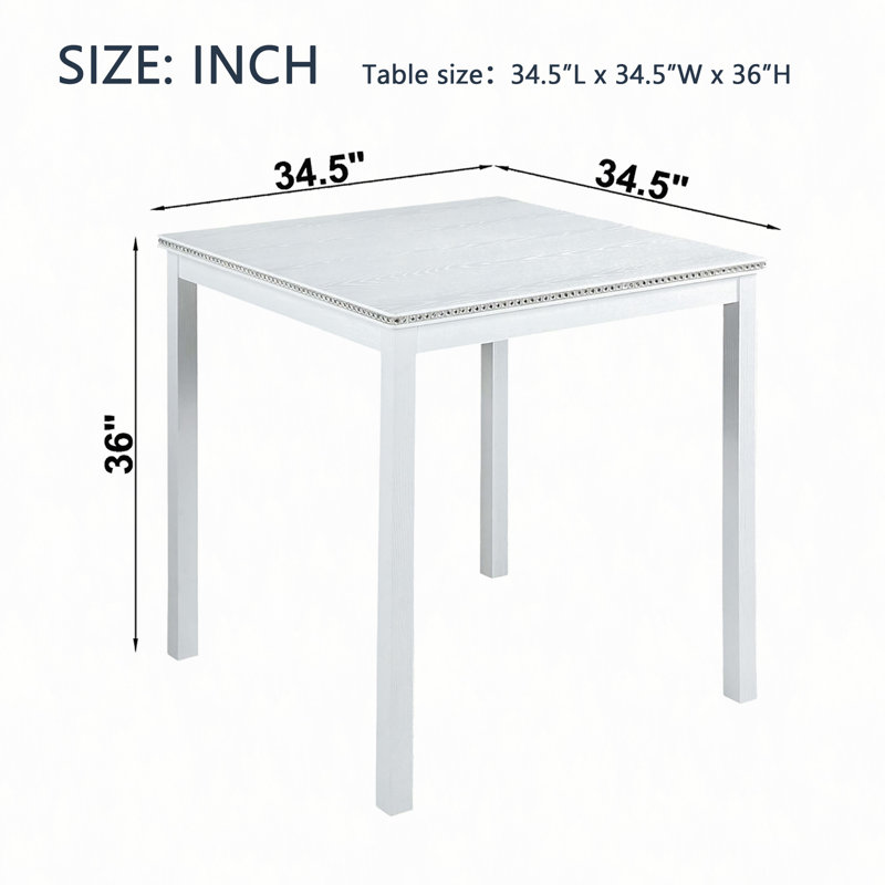 Table de salle à manger en bois carrée, table de cuisine pour petit espace, table de comptoir pour 4 personnes, Blanc