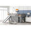 Lit mezzanine bas simple avec armoires, tablettes et glissade - gris