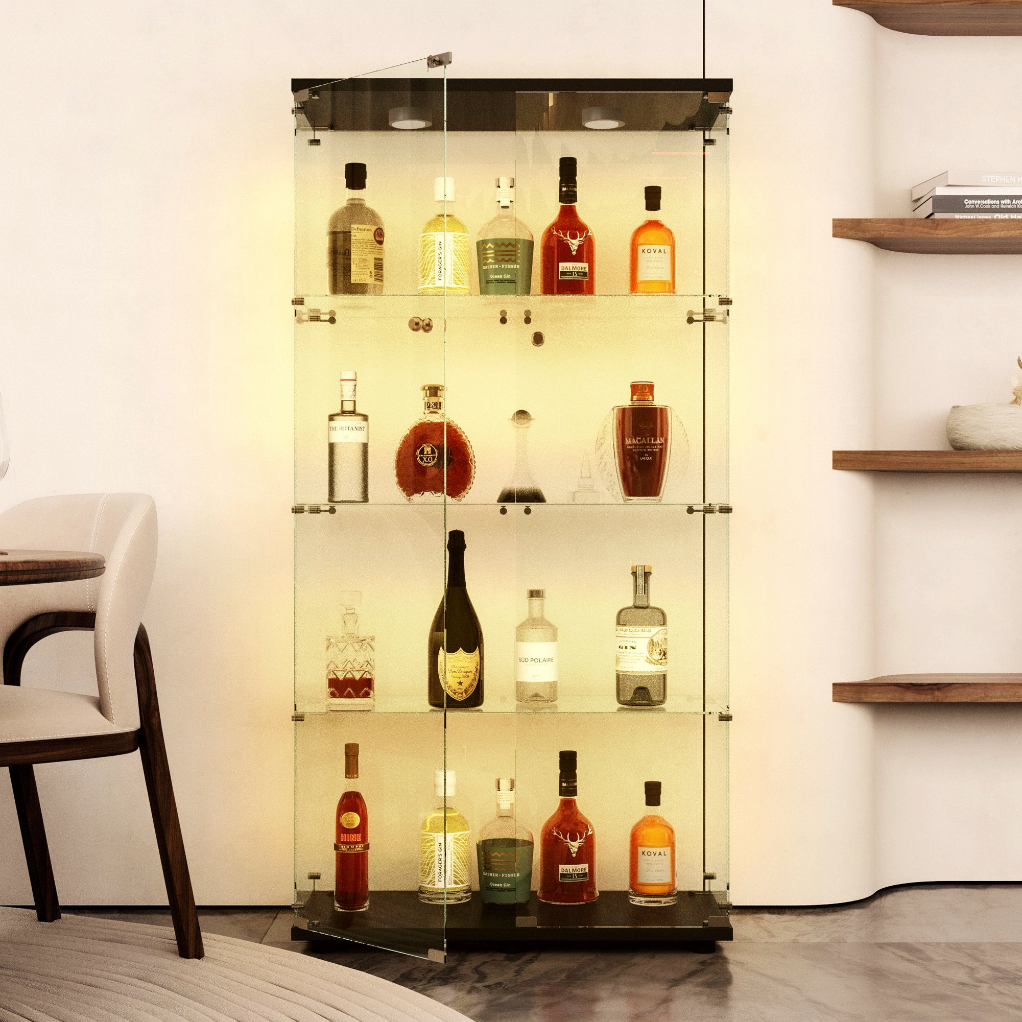 Brayden Studio® Display Cabinet, Freestanding Wine Cabinet, Accent ...