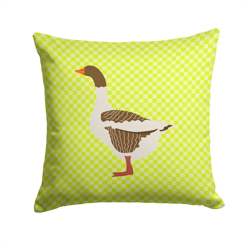 Goose Check Square Outdoor Throw Pillow, Green, 14" x 14"