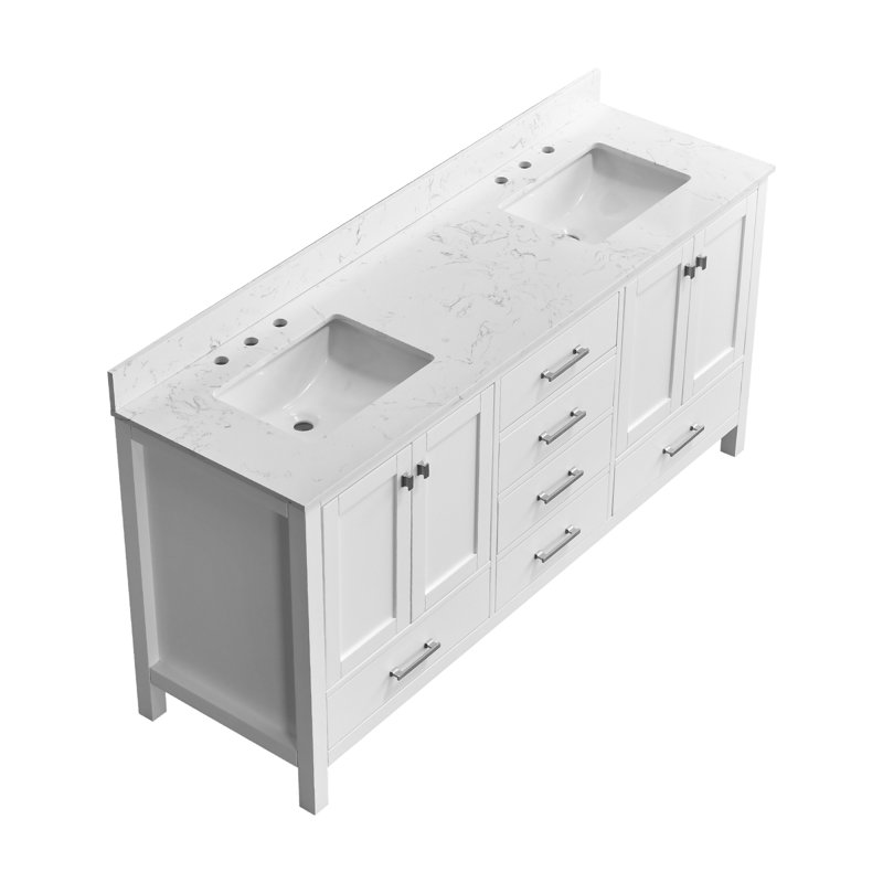 Meuble-lavabo en bois durable de 72 po avec rangement, conception autoportante moderne