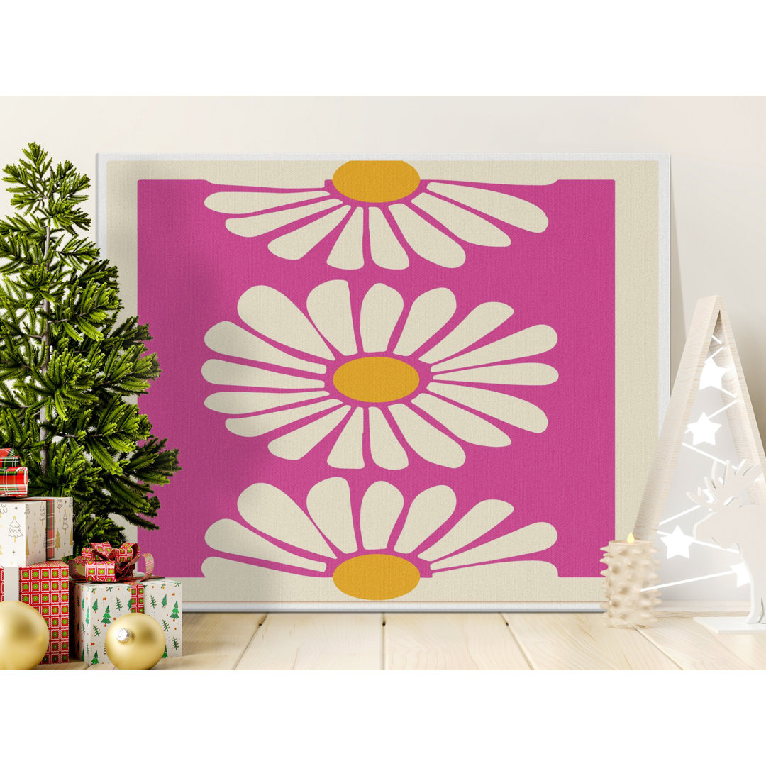 Daisy Canvas Wall Art, Gallery Wrapped Floral Print, Modern Pink Decor, Ready to Hang Canvas Art, Archival Quality, Statement Piece