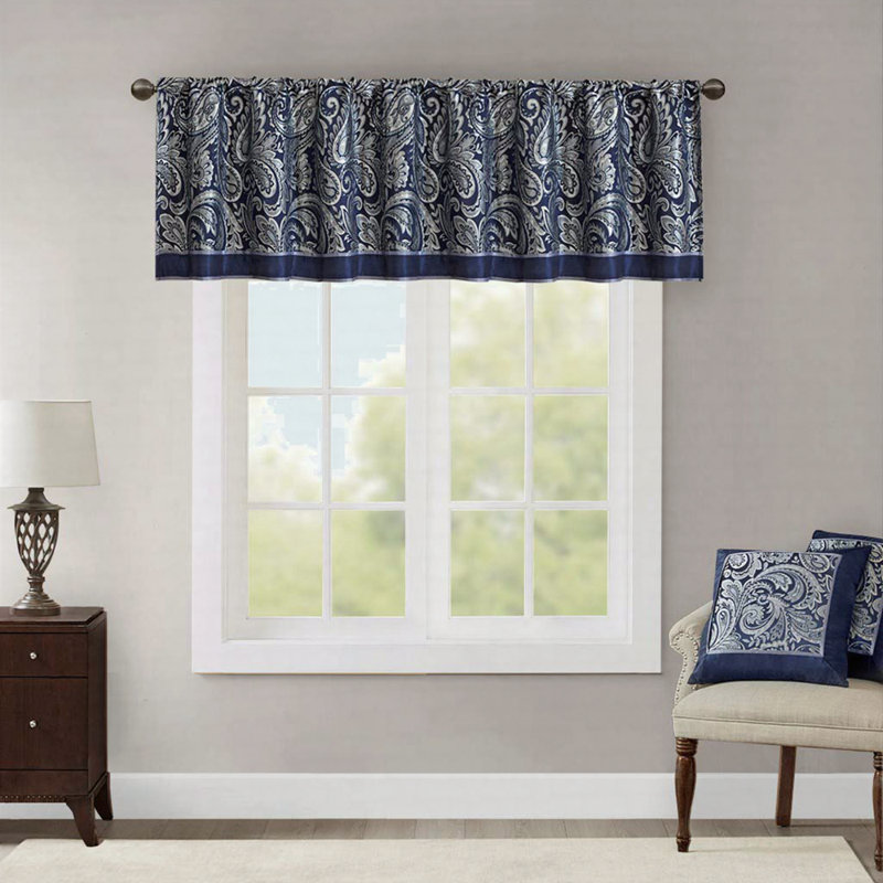 Cantonnière jacquard marine 50 x 18 po