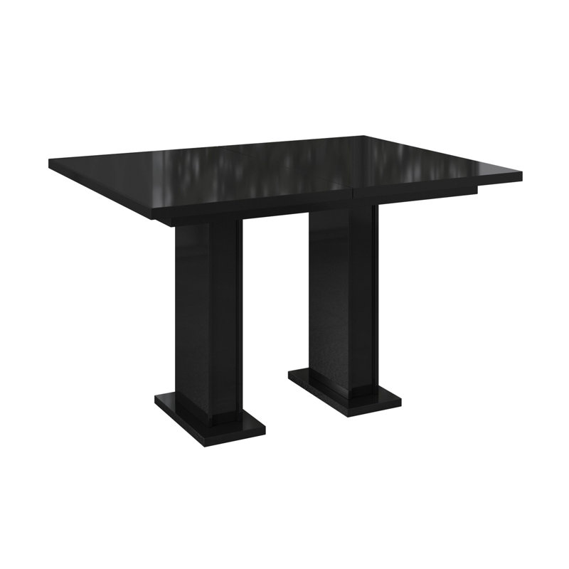 Extendable Rectangular Dining Table, Black gloss