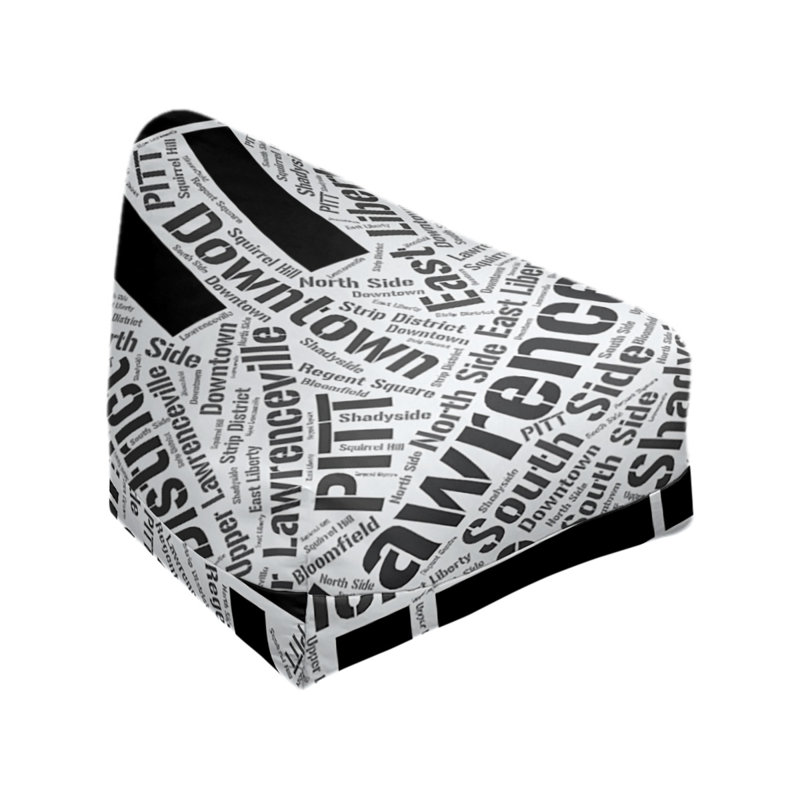 Classic Bean Bag, 30" H x 27" W x 25" D, Black Polyester Blend, Pittsburgh