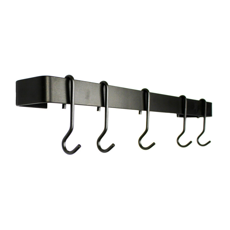 Utensil Bar Handcrafted Wall Mounted Pot Rack, 3" H x 24" W x 3" D, Brushed Copper