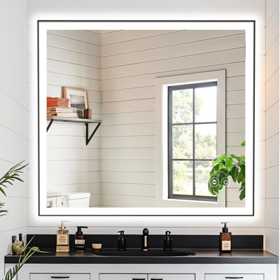 40X36 Inch Led Smart Bathroom Mirror, Brightness Adjustable From 10% To 100%, 3 Color Temperature Settings, - Fog With Automatic Shutdown, Wall Switch Control, Ul , 5Mm Tempered And Long Term Glass