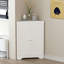 Armoire de coin blanche à 2 portes avec tablette réglable - autoportante pour salle de bain, cuisine, salon et rangement élégant