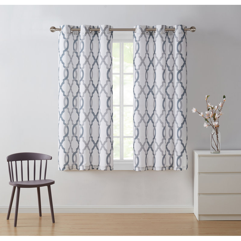 Paire de rideaux semi-transparents avec œillets , l 38 po x L 96 po, Bleu