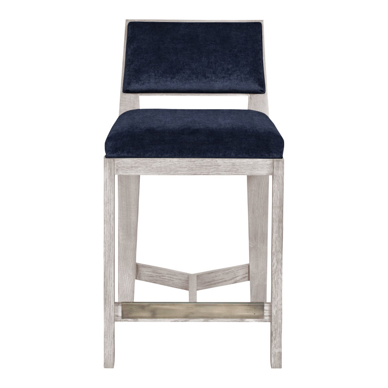 Scoville By Thom Filicia Upholstered Counter Stool with Solid Wood Frame, Gris colombe, Éclipse Nadia