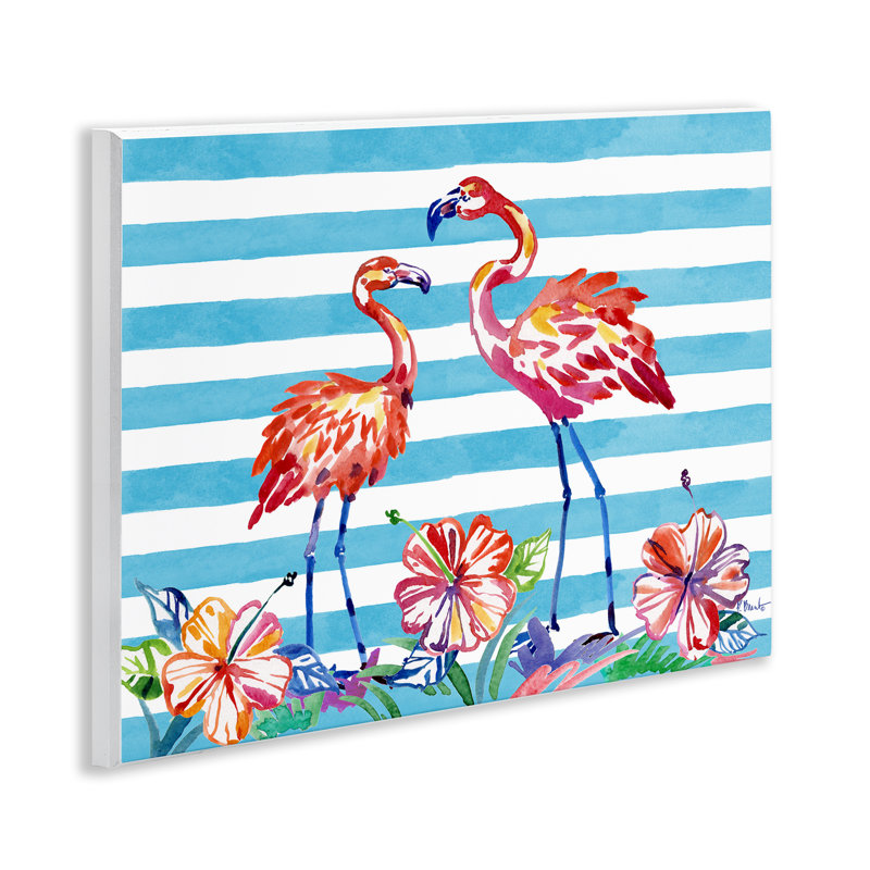 Plaque murale flamants et hibiscus brossés, design par Paul Brent