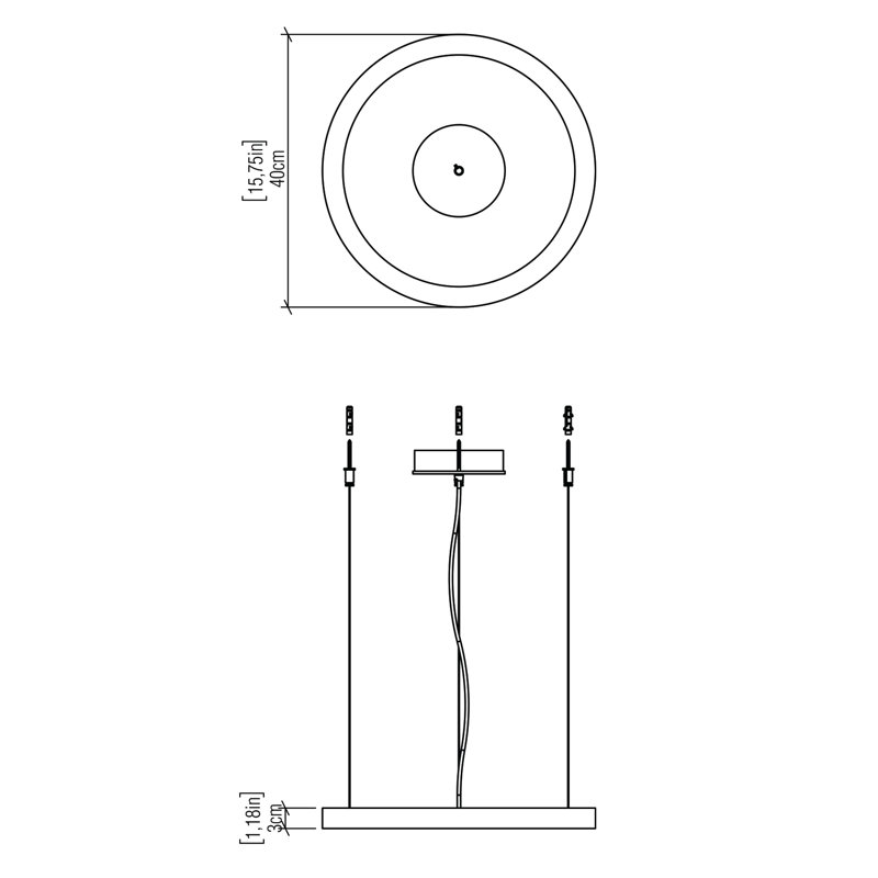 Luminaire suspendu à cadre DEL, Gris anthracite, H 1,18 po x l 15,75 po x P 15,75 po