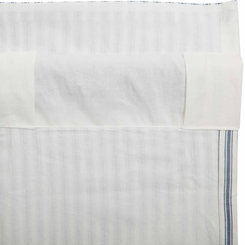 Sawyer Mill Cotton Striped Tailored Window Valance, 60" W x 16" H, Denim Blue/Soft White