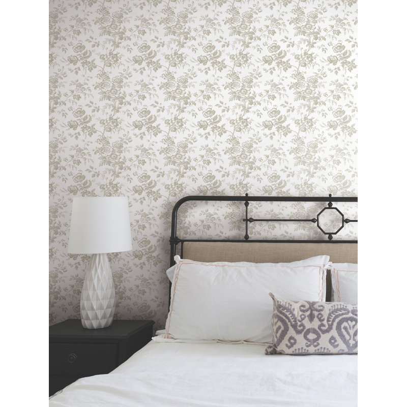 Anemone Toile Wallpaper Roll, Black