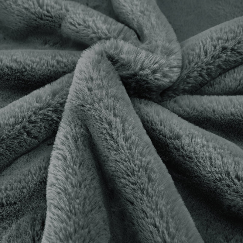 Heavy Faux Fur Throw Pillow Cover, Charcoal, 20' H x 20' W