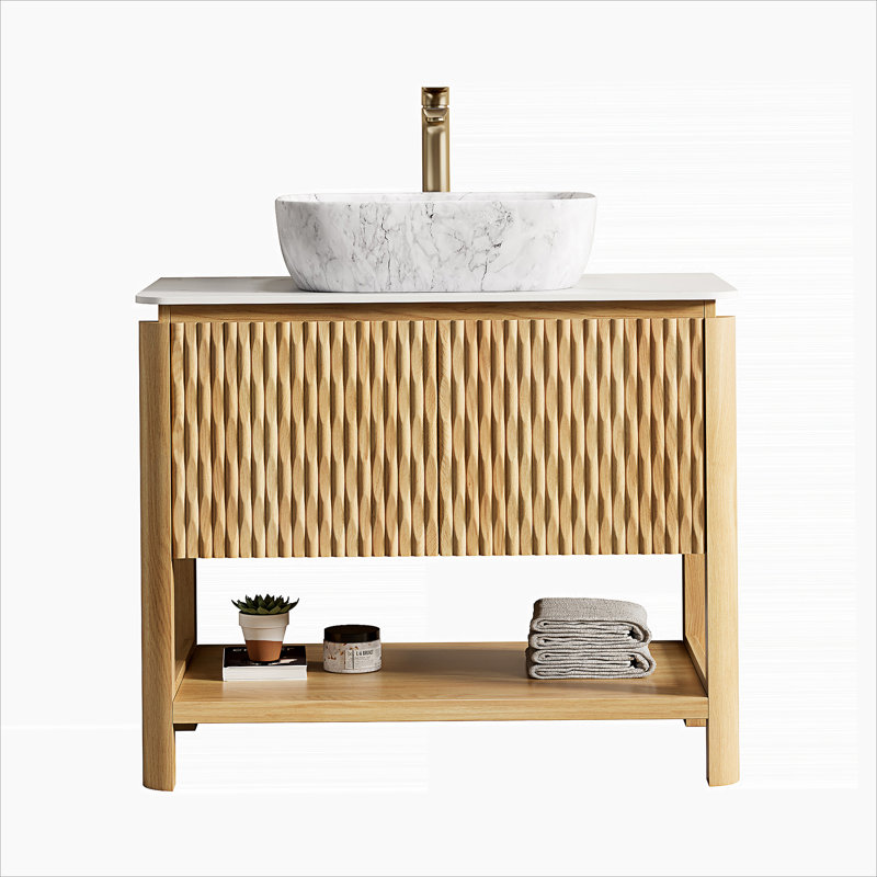 Meuble-lavabo de salle de bain autoportant avec tablette ouverte