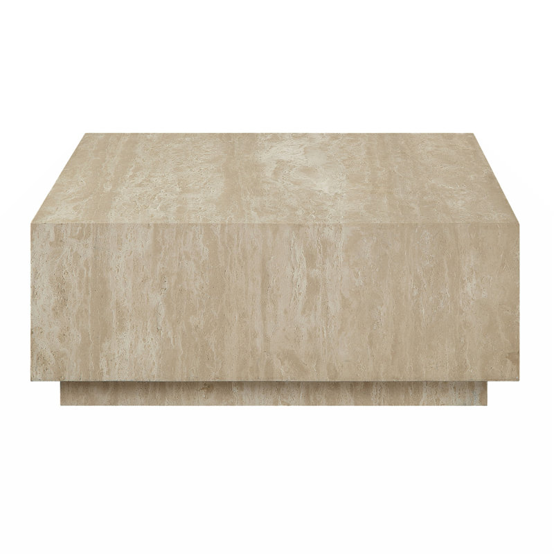 Table basse carrée en travertin beige Lavaris