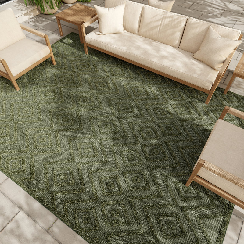 Tapis intérieur / extérieur à motif géométrique Konstantia, Rectangle 5 pi x 7 pi