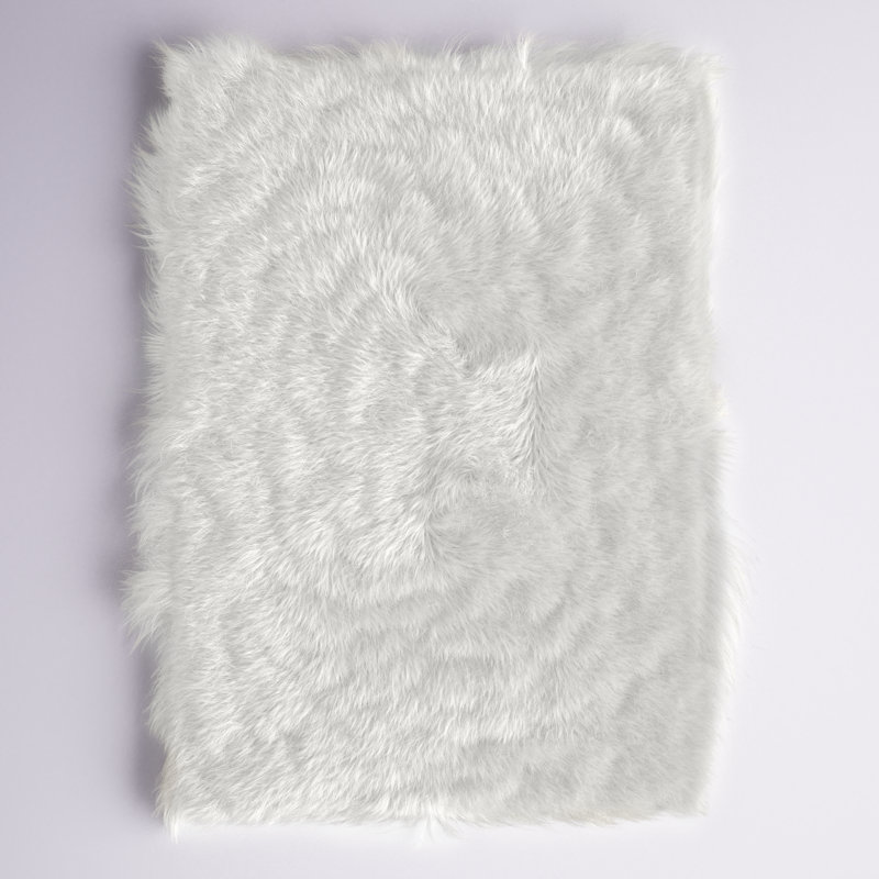 Diller White Faux Sheepskin Fur Machine Washable Shag Fluffy Area Rug, Rectangle 4' x 6'