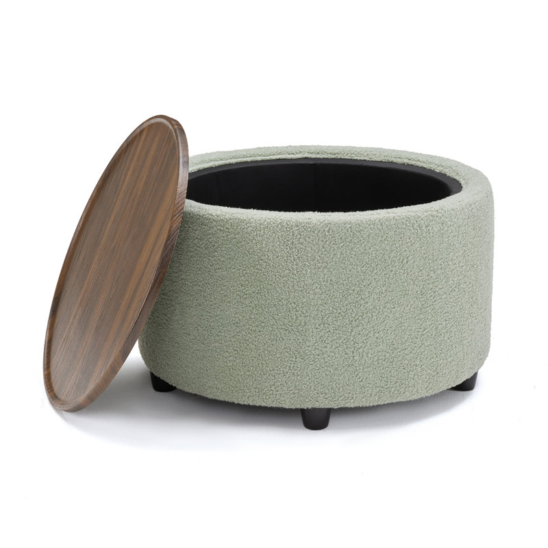 Table basse ronde avec rangement 28,1 "Teddy, Vert menthe